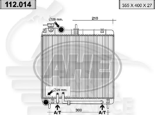RADIA 1.0/1.1 BA +/- CLIM 355 x 385 x 26 Pour HYUNDAI ATOS - HY020 03/98→11/03