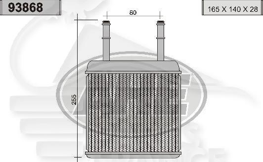 RADIA DE CHAUF TT TYPES 141 x 165 x 29 Pour HYUNDAI ATOS - HY020 03/98→11/03