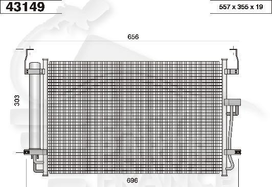 CONDENSEUR TT TYPES 560 x 340 x 16 Pour HYUNDAI ELANTRA - HY123 10/00→10/03