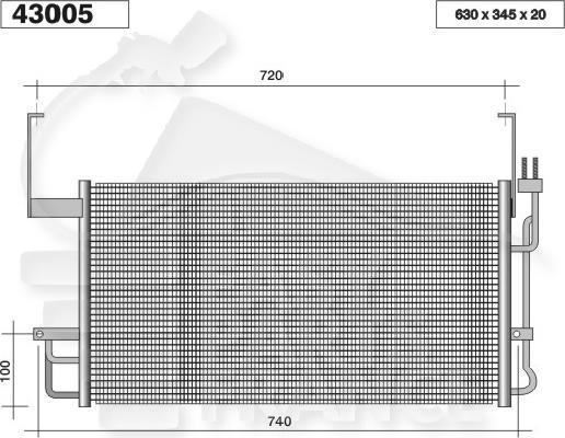 CONDENSEUR TT TYPES 679 x 336 x16 Pour HYUNDAI SANTA FE - HY230 10/00→09/06