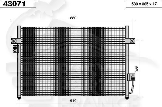 CONDENSEUR TT TYPES 633 x 386 x 16 Pour HYUNDAI TERRACAN - HY240 01/01→12/04