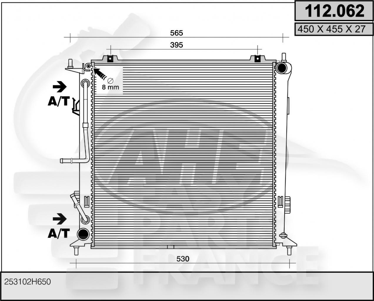 RADIA 1.6 CRDIF +/- CLIM BA 450 x 455 x 27 Pour HYUNDAI I-30 - HY248 07/07→06/10