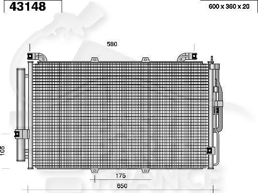 CONDENSEUR ESS TT TYPES 590 x 350 x 20 Pour HYUNDAI MATRIX - HY081 01/06→12/08