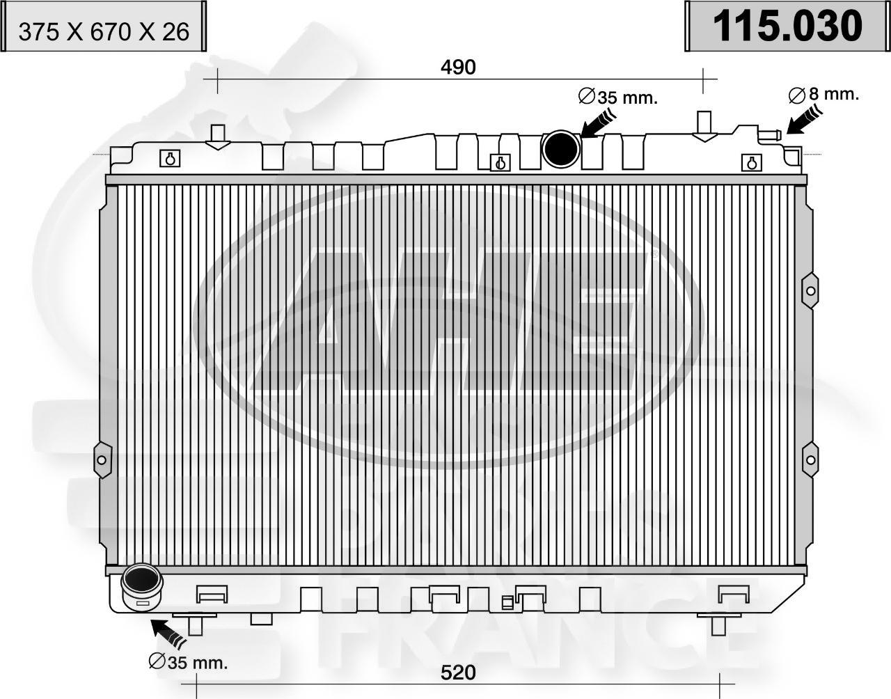 RADIA 1.5 CRDI BM +/- CLIM 375 x 670 x 26 Pour KIA CERATO 4 PTES - KI040 09/03→12/10