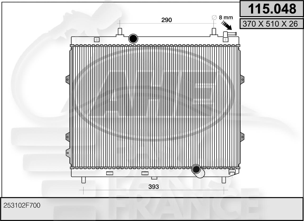 RADIA 1.6 CRDI BM +/- CLIM 370 x 510 x 26 Pour KIA CERATO 4 PTES - KI040 09/03→12/10