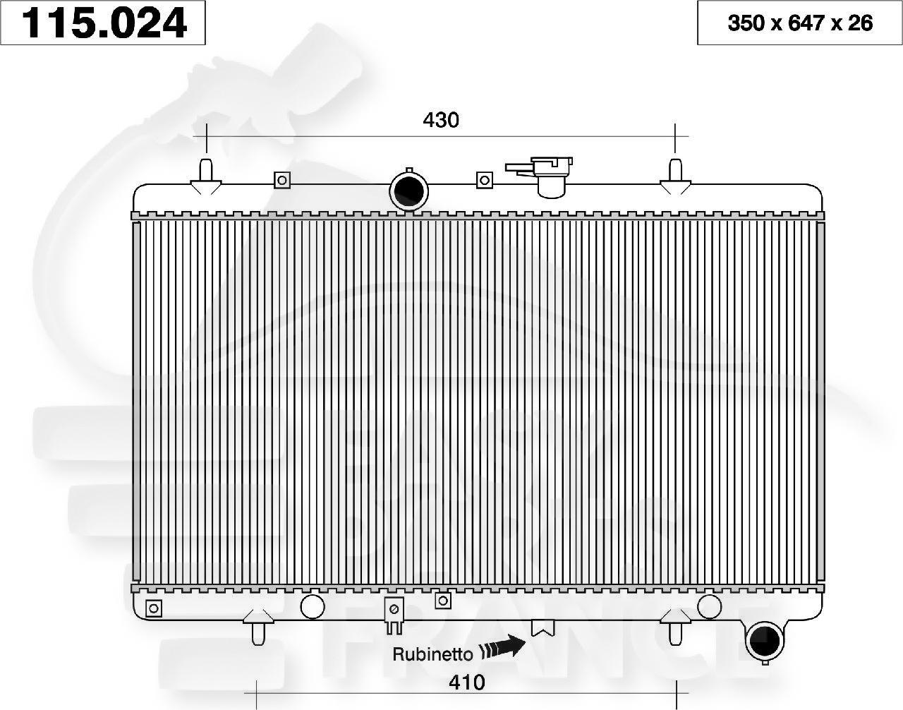 RADIA 1.3 - 1.5 BM +/- CLIM 350 x 645 x 16 Pour KIA RIO - KI071 10/02→06/05