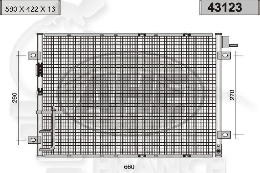 CONDENSEUR TT TYPES 633 x 423 x 16 Pour KIA SORENTO - KI100 07/02→08/06