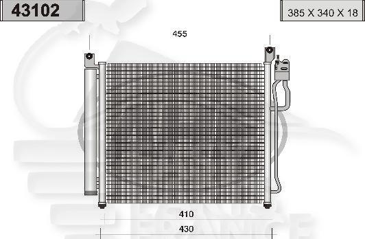 CONDENSEUR TT TYPES 390 x 335 x 20 Pour KIA PICANTO - KI061 01/08→04/11