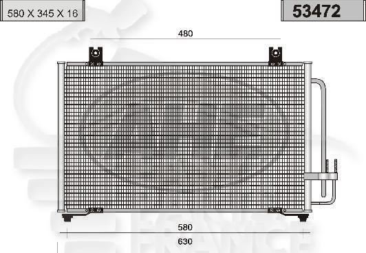 CONDENSEUR TT TYPES 633 x 343 x 16 Pour KIA RIO - KI071 01/02→12/04
