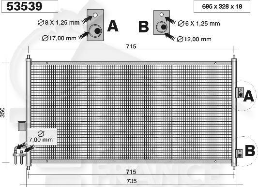 CONDENSEUR TT TYPES 680 x 335 x 21   ALMERA TINO - NS014 08/00→