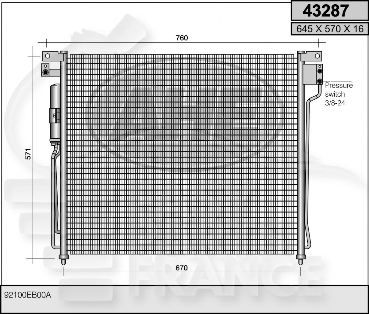 CONDENSEUR TT TYPES Pour NISSAN NAVARA TYPE D40 - NS121 06/05→12/07