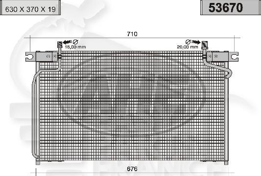 CONDENSEUR POUR NISSAN TERANO TT TYPES 630 x 370 x 19 01/93 - >   TERRANO - NS230 01/93→08/97
