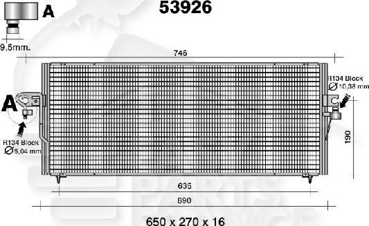 CONDENSEUR TT TYPES 690 x 288 x 16 Pour NISSAN ALMERA N15 - NS011 01/98→05/00