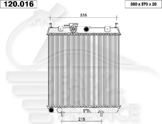 RADIA TT TYPES BM +/- CLIM 377 x 361 x 27 Pour NISSAN MICRA K11 - NS093 04/98→08/00