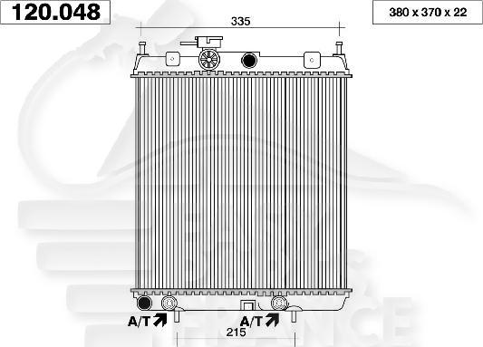 RADIA 1.0 - 1.3 BA +/- CLIM 377 x 361 x 27 Pour NISSAN MICRA K11 - NS094 09/00→12/02