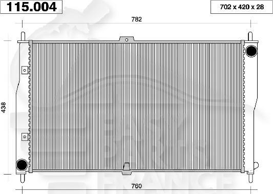 RADIA 2.5 BM +/- CLIM 702 x 420 x 28 Pour KIA CARNIVAL - KI021 09/01→07/06