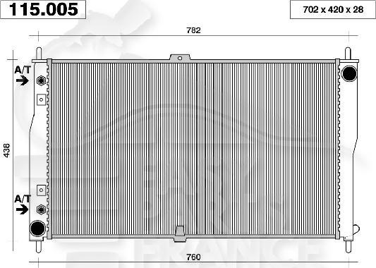 RADIA 2.5 V6 / 2.9 TD BA +/- CLIM 702 x 420 x 28 Pour KIA CARNIVAL - KI021 09/01→07/06