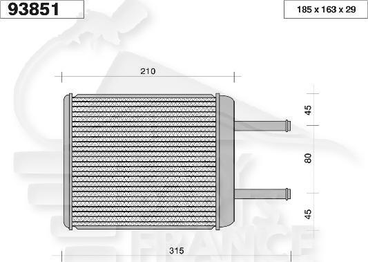 RADIA DE CHAUF TT TYPES 185 x 163 x 29 Pour KIA CARNIVAL - KI020 04/99→08/01