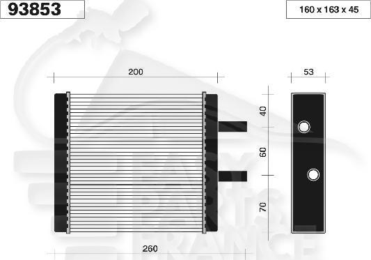 RADIA DE CHAUF TT TYPES 160 x 163 x 45 Pour KIA SPORTAGE - KI121 04/98→09/04